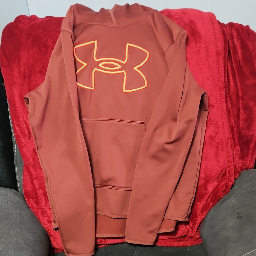 Under Armour Rust Hoodie with Orange Logo